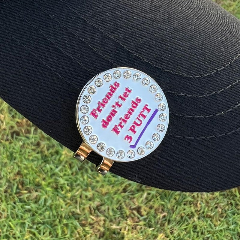 Giggle Golf Bling Golf Ball Marker with Magnetic Hat Clip â€“ Friends Donâ€™t Let Friends 3 Putt Sparkly Marker for Women Golfers â€“ Fun Golf Gift with Organza Bag & Bonus Hand Cream - Image 2